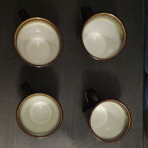 Elegant Brown and Cream Ceramic Mugs Set